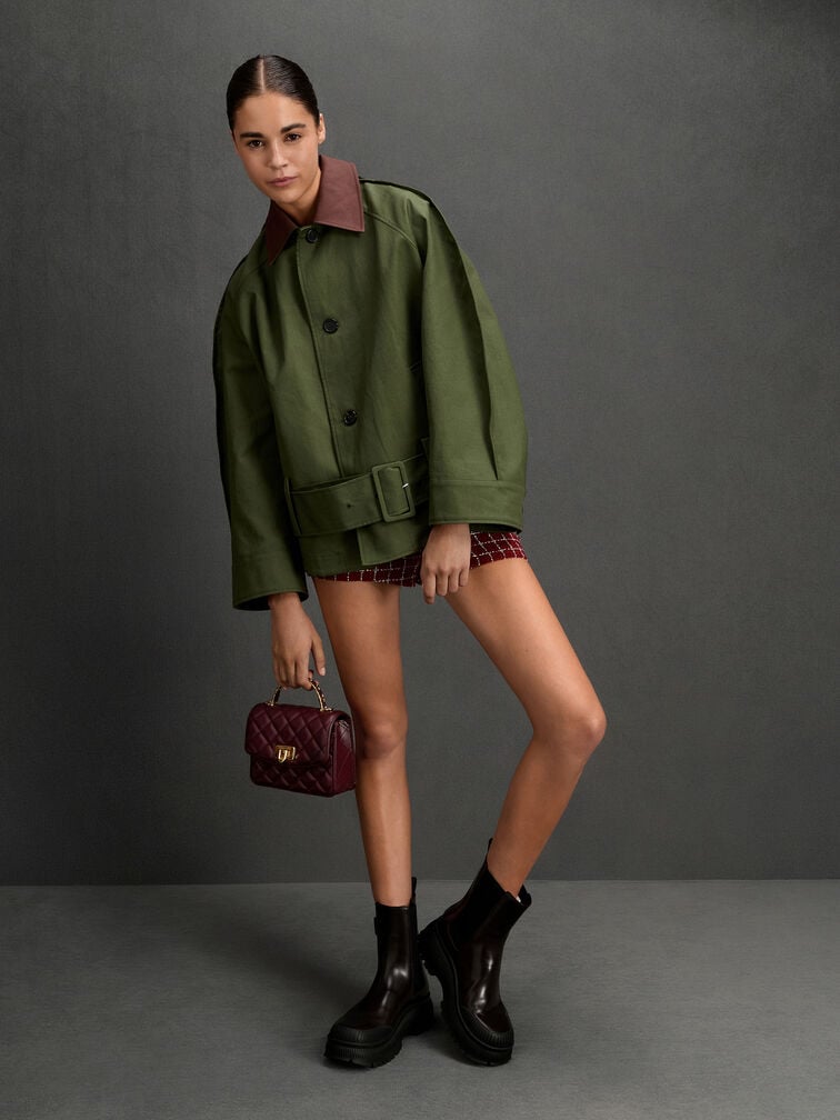 حقيبة يد مطبنة, أحمر توتي فاخر, hi-res