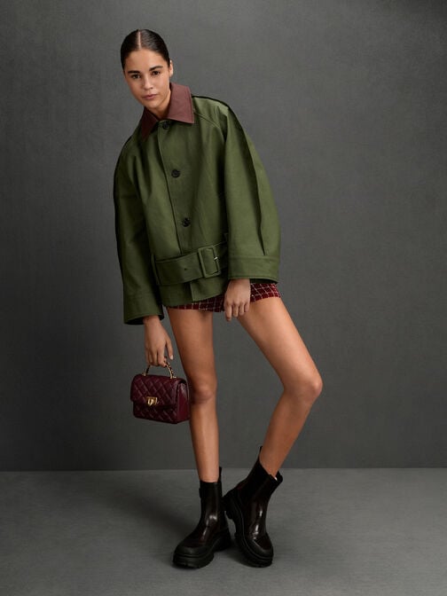 حقيبة يد مطبنة, أحمر توتي فاخر, hi-res