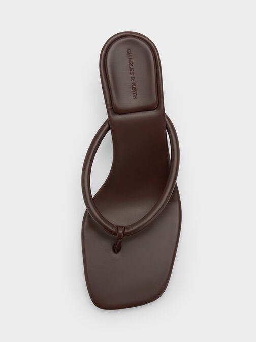 Kitten-Heel Thong Sandals, Maroon, hi-res