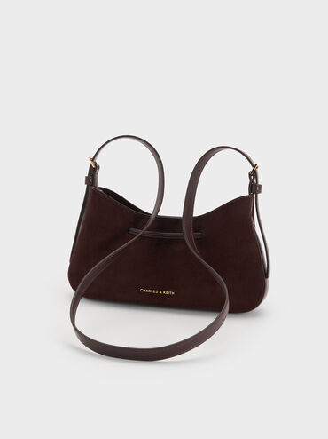 Mila Recycled Suede Shoulder Bag, Espresso Brown, hi-res