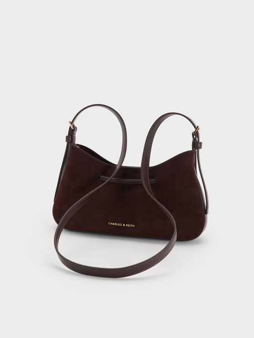 Mila Recycled Suede Shoulder Bag, Espresso Brown, hi-res
