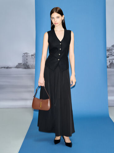 Cesia Metallic Accent Shoulder Bag, Chocolate, hi-res