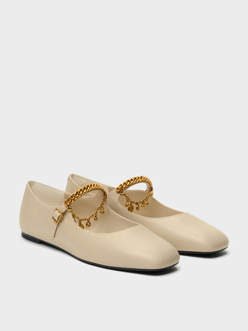 Double-Chain Charm Mary Jane Flats, Chalk, hi-res