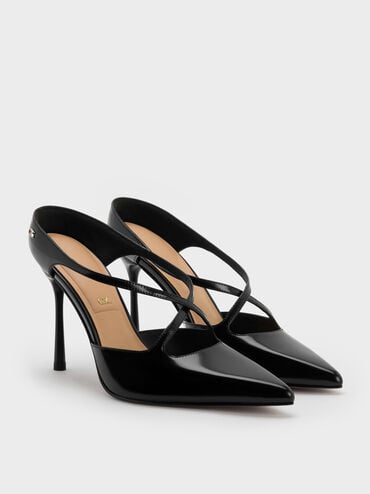 أحذية مولز كايرا من الجلد بأحزمة متقاطعة وكعب ستيليتو رفيع, صندوق أسود, hi-res