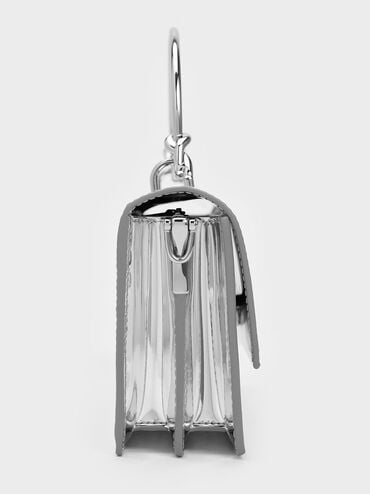 محفظة طويلة كريستين ميتاليك بيد منحوتة, فضي, hi-res