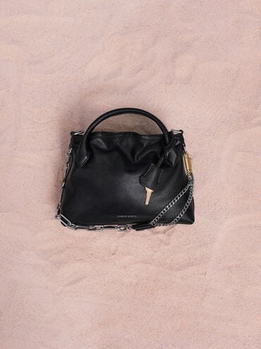 Mini Delfina Chain Tote Bag, Noir, hi-res