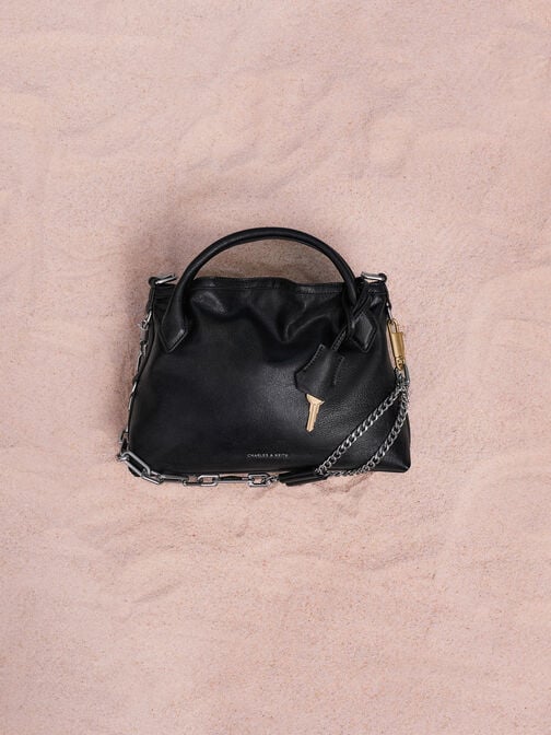 Mini Delfina Chain Tote Bag, Noir, hi-res