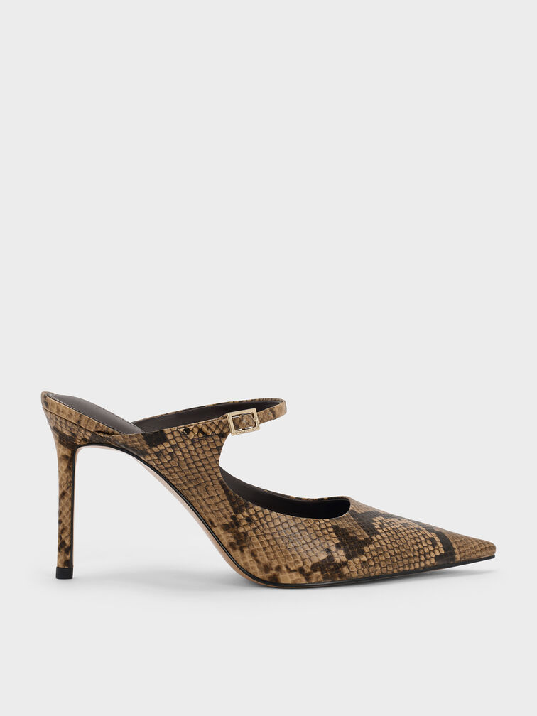 حذاء (مولز) ساتان مفتوح من الخلف, نمط حيواني طبيعي, hi-res
