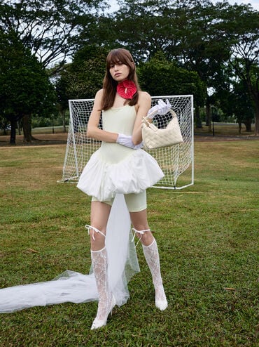 حقيبة كتف إيفيت بتصميم منسوج, كريمي, hi-res