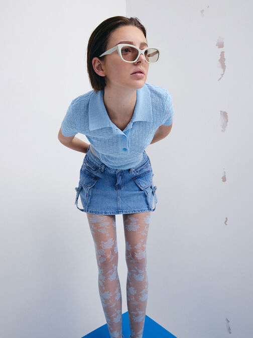 Maeva Recycled Acetate Cat-Eye Sunglasses, Chalk, hi-res