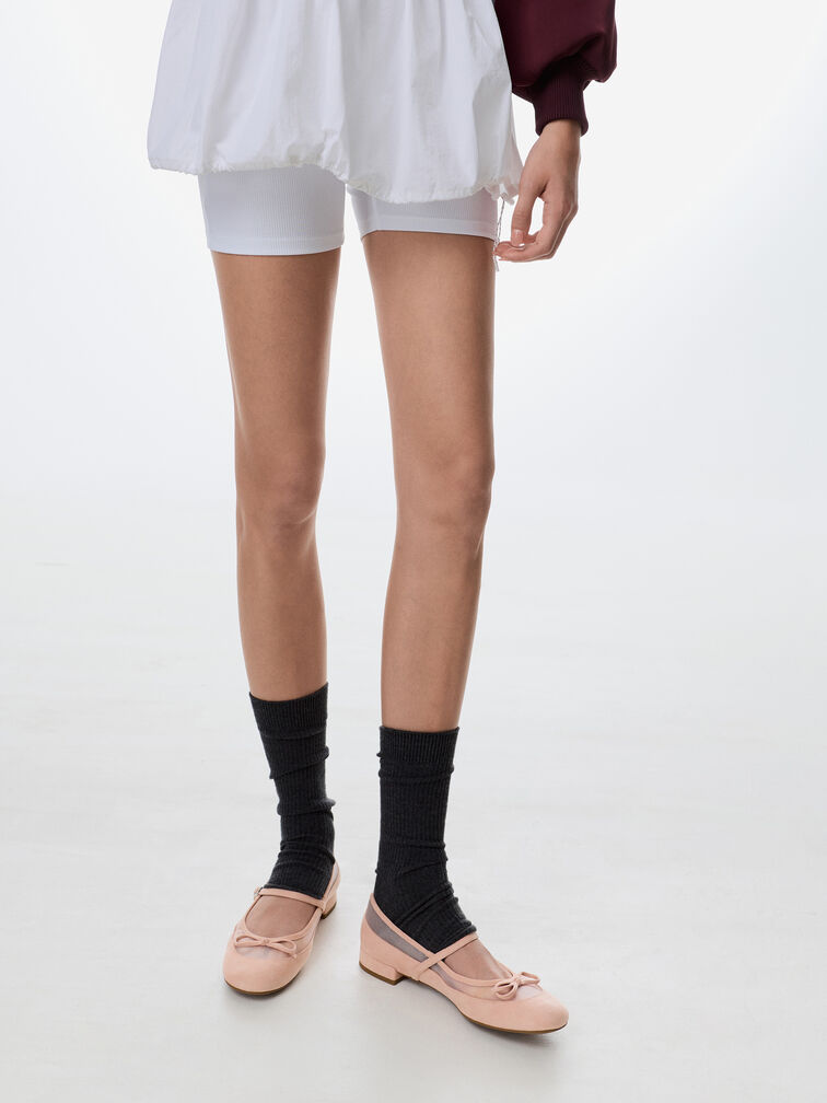 حذاء ماري جين "موليجان" من الشامواه الصناعي والشبك, وردي خجول, hi-res