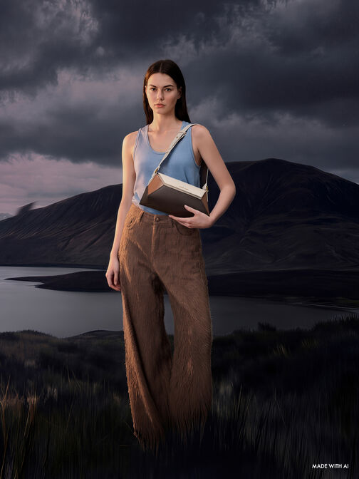 شنطة كتف هندسية ناسرين بتصميم كولور بلوك, متعدد البني, hi-res