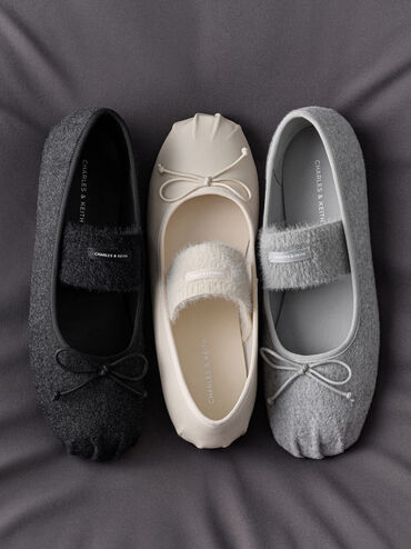 Winona Felt Mary Jane Flats, Light Grey, hi-res