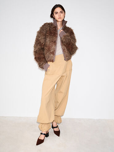 Yvette Faux Suede Mary Jane Slingback Pumps, Dark Brown, hi-res