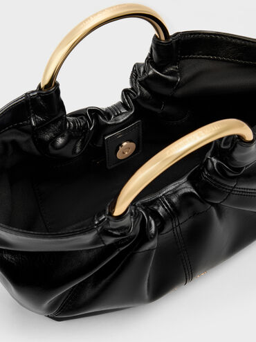 حقيبة حمل بمقبض معدني من سيارا, أسود, hi-res