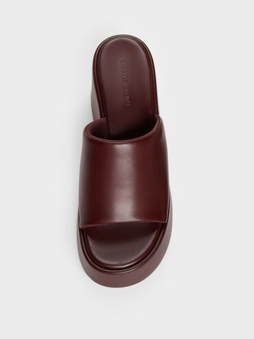 Wide-Strap Platform Wedges, Burgundy, hi-res