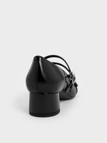 حذاء بامب ماري جين من مجموعة جانيس بحزامين بإبزيم, صندوق أسود, hi-res