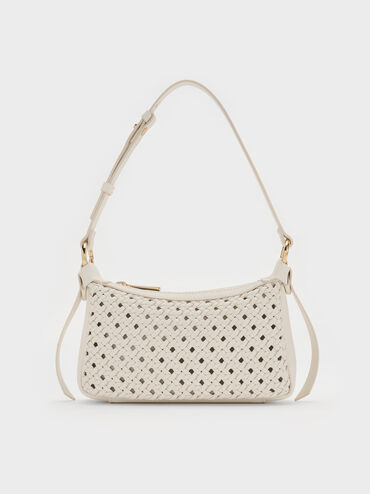 Mini Calla Woven Shoulder Bag, Cream, hi-res