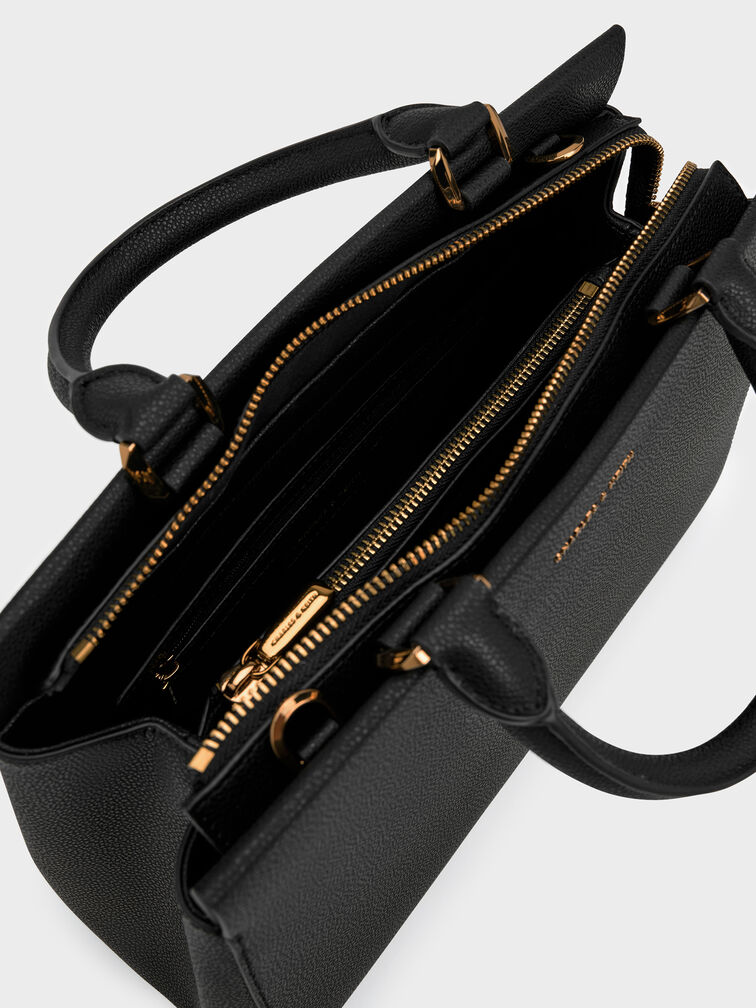 Mirabelle Structured Top Handle bag, Black, hi-res