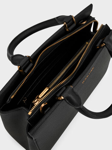 Mirabelle Structured Top Handle bag, Black, hi-res