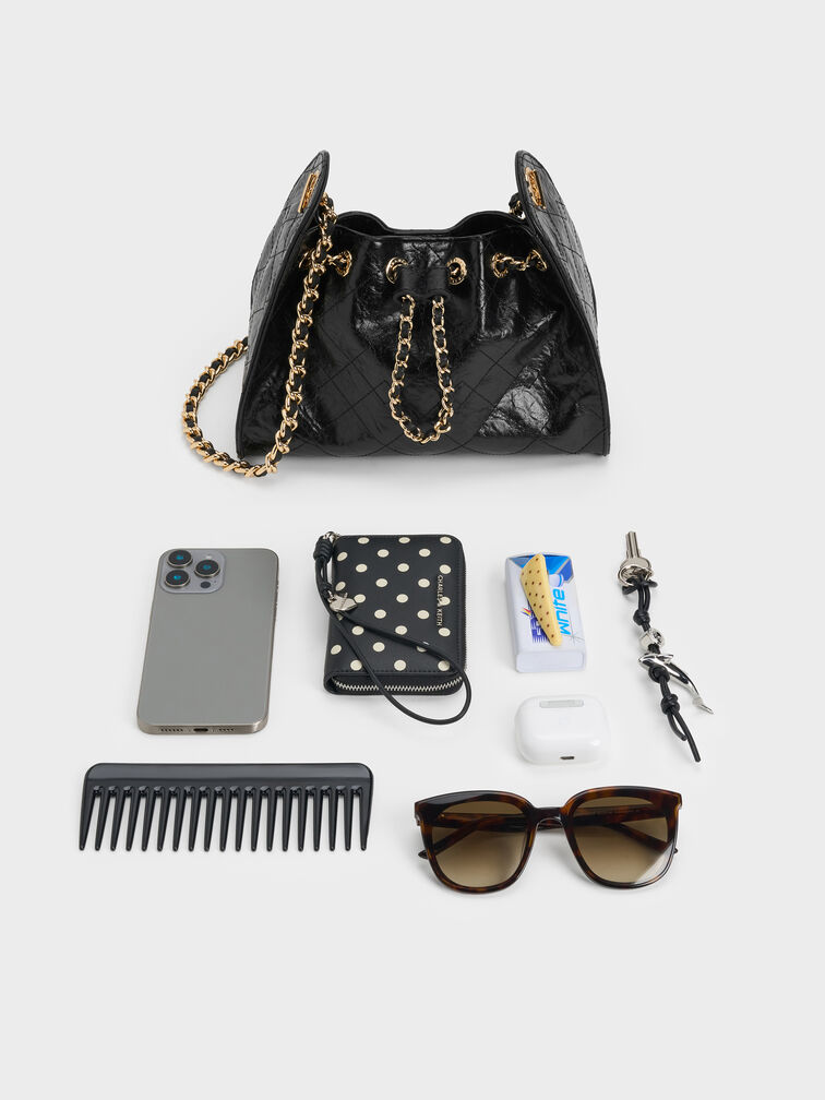 حقيبة باكيت ديو مبطنة برباط, أسود, hi-res