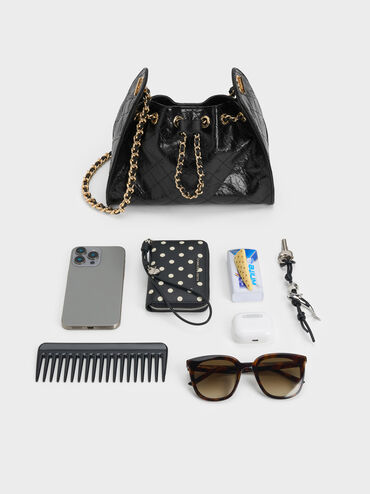 حقيبة باكيت ديو مبطنة برباط, أسود, hi-res