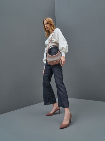 حذاء إيمي بكعب ستيليتو ومقدمة مدببة وملمس فاخر أنيق, موف, hi-res