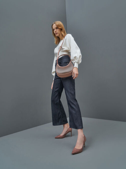 حذاء إيمي بكعب ستيليتو ومقدمة مدببة وملمس فاخر أنيق, موف, hi-res