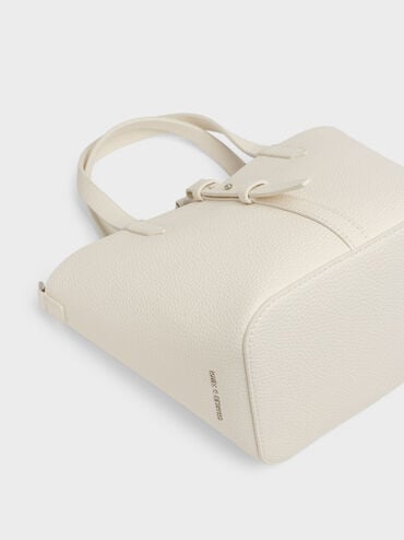 شنطة دلو بريل بجلد معاد تدويره بيد مزدوجة, كريمي, hi-res