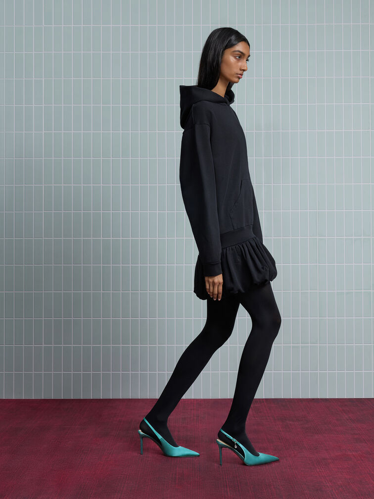 Satin Teardrop-Crystal Stiletto-Heel Slingback Pumps, Teal, hi-res