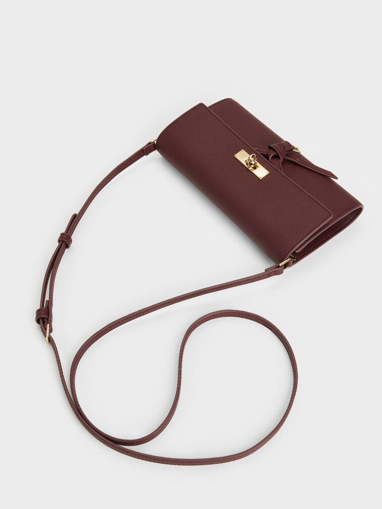 Tricha Knotted-Belt Crossbody Bag, Wineberry Red, hi-res