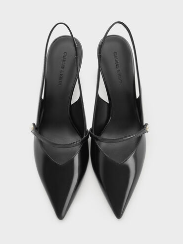 حذاء هيلينا كعب قصير حزام خلفي  بمشبك لؤلؤي, صندوق أسود, hi-res