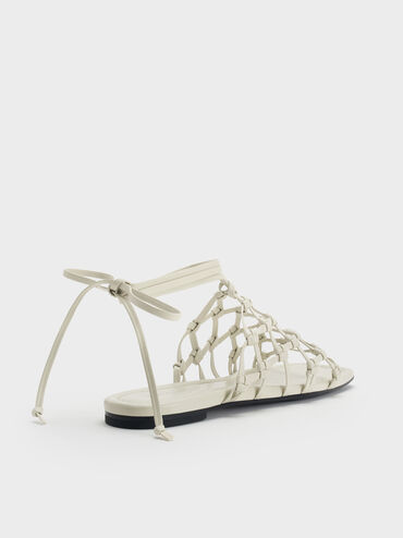 Woven Tie-Around Net Sandals, Chalk, hi-res