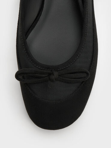 Mulligan Faux Suede & Mesh Mary Janes, Black Textured, hi-res