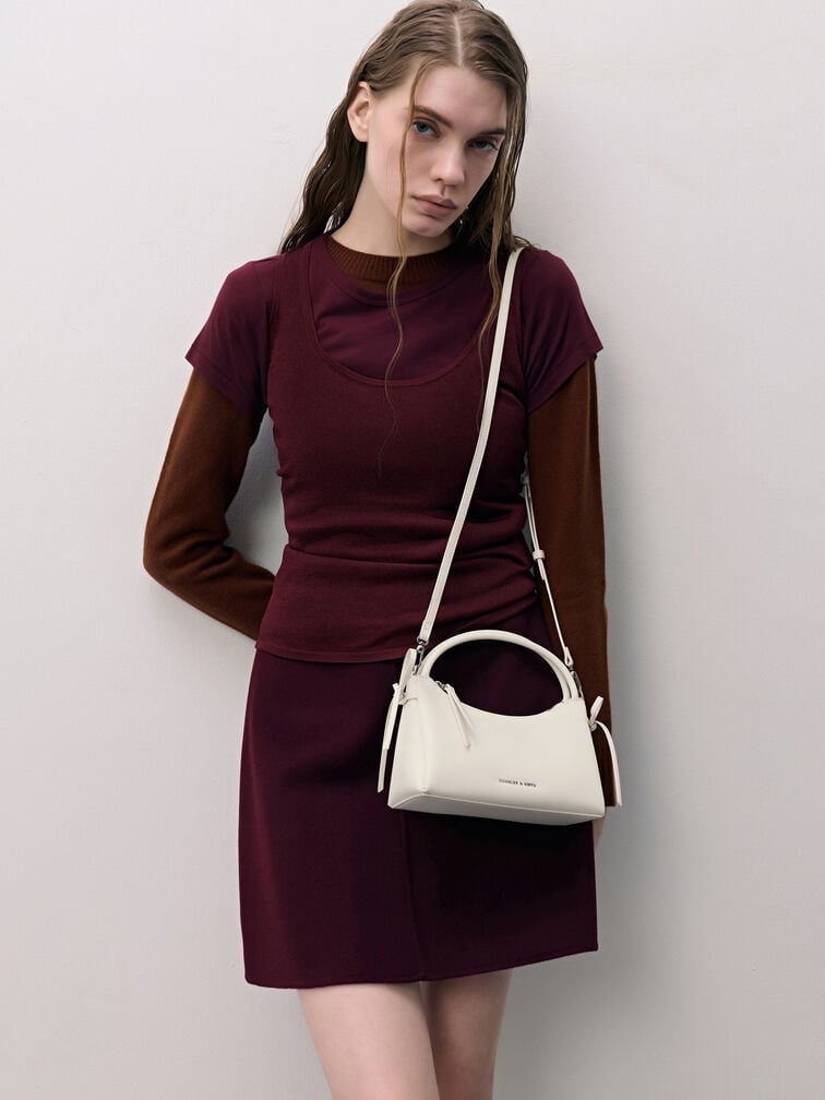 حقيبة يد "هازل" بعقدة, كريمي, hi-res