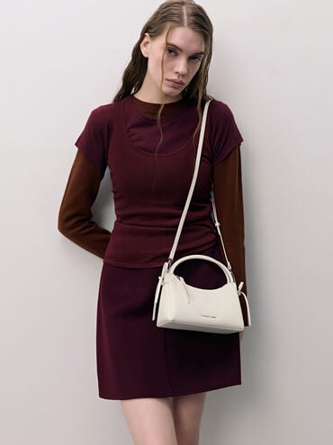 حقيبة يد "هازل" بعقدة, كريمي, hi-res