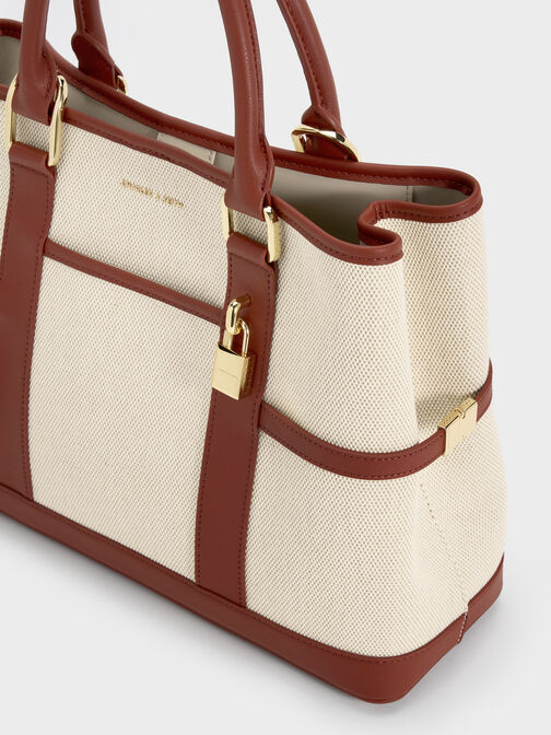 شنطة توت سكوتي من الكانفاس, قرميدي, hi-res