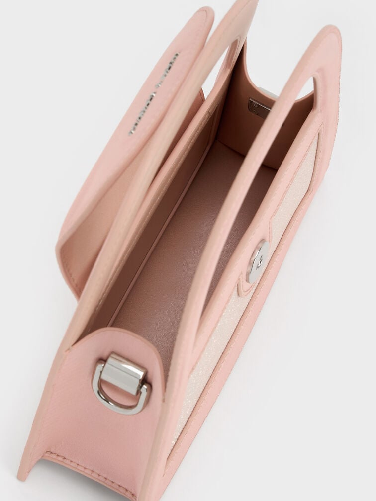 حقيبة إيست بمقبض علوي وتصميم لامع, وردي, hi-res