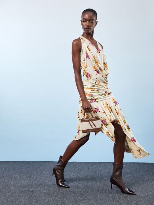 حقيبة زينة من قماش الكانفاس من إينولا بمقبض علوي, شوكولاتي, hi-res