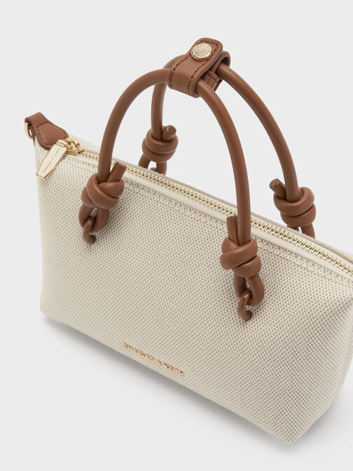 حقيبة توت "سامي" بمقابض معقودة من الكانفاس, شوكولاتي, hi-res