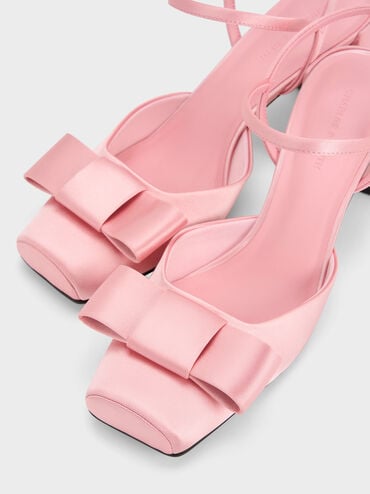 كعب عالي برانتلي بفيونكة وسير كاحل, وردي, hi-res