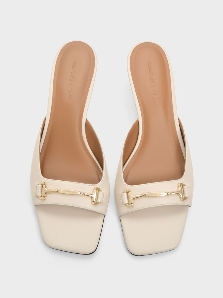 Erinna Metallc-Accent Wedge Mules, Cream, hi-res