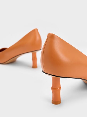 حذاء بمقدمة مدببة بكعب بامبو, برتقالي, hi-res