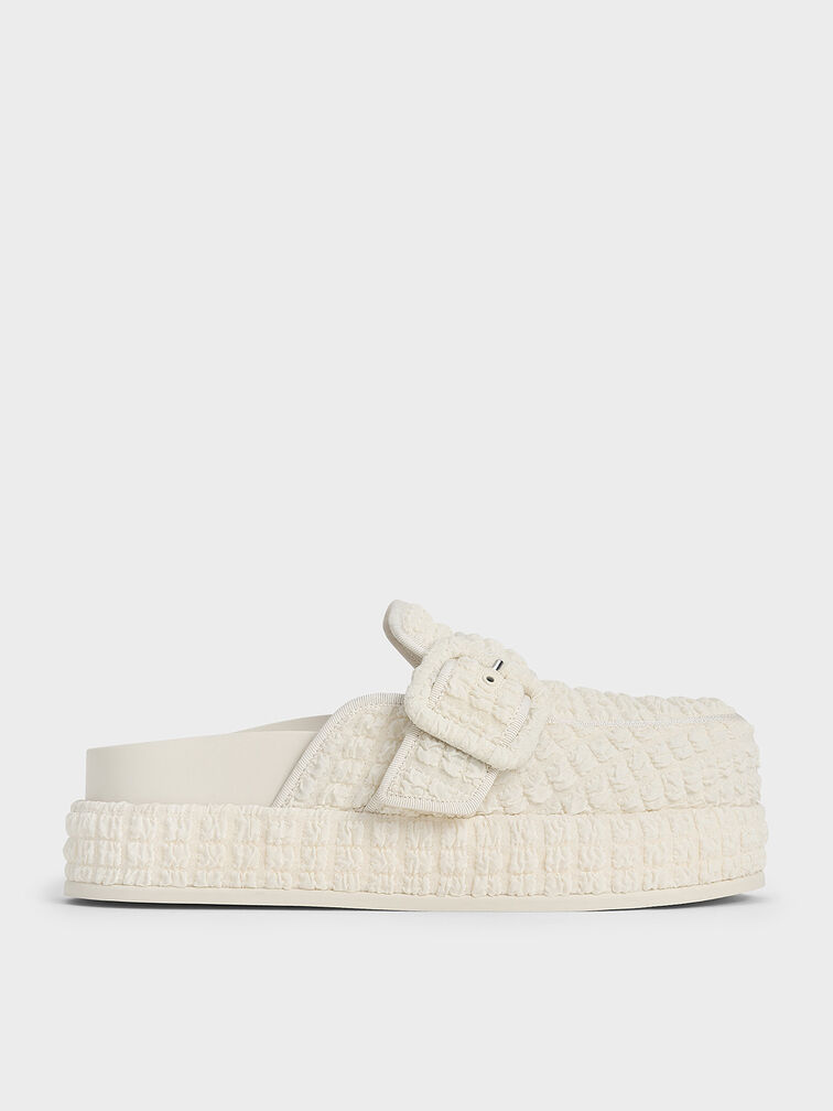 ميولز لورين ذات بتصميم مزخرف وكعب فلاتفورم, أبيض طباشيري, hi-res