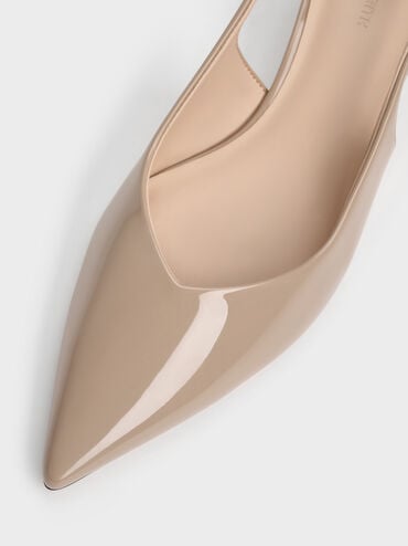 حذاء لوسيانا مفتوح من الخلف من الجلد اللامع بكعب قصير ورفيع, تاوب, hi-res