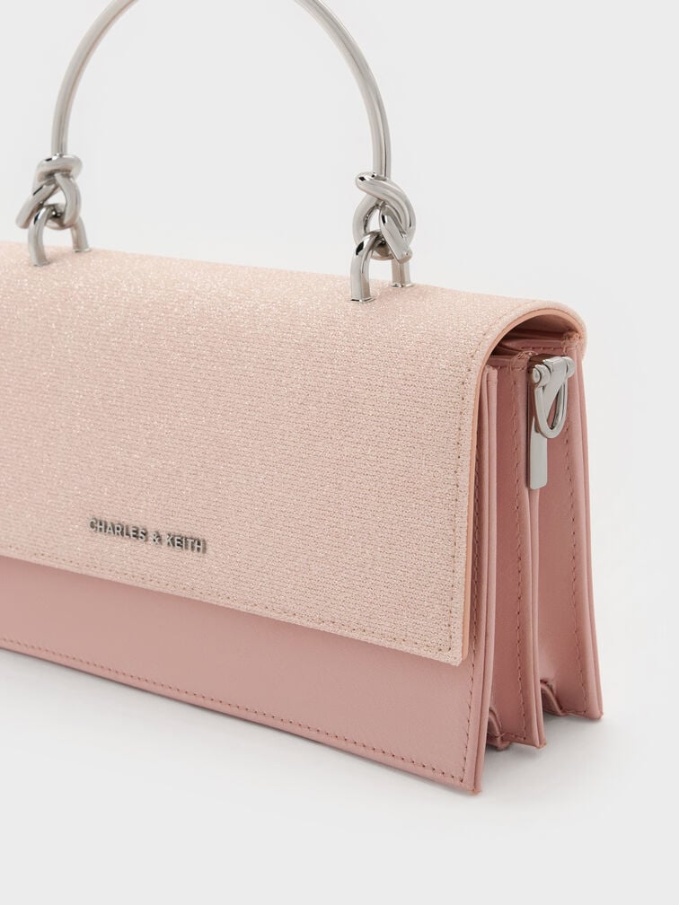 محفظة كريستين بسلسلة وتصميم لامع, وردي, hi-res