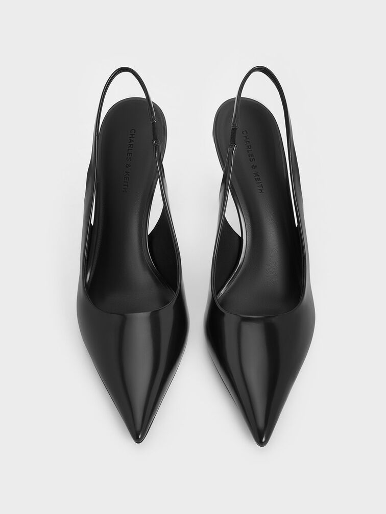 Flor Rose-Heel Slingback Pumps, Black Boxed, hi-res