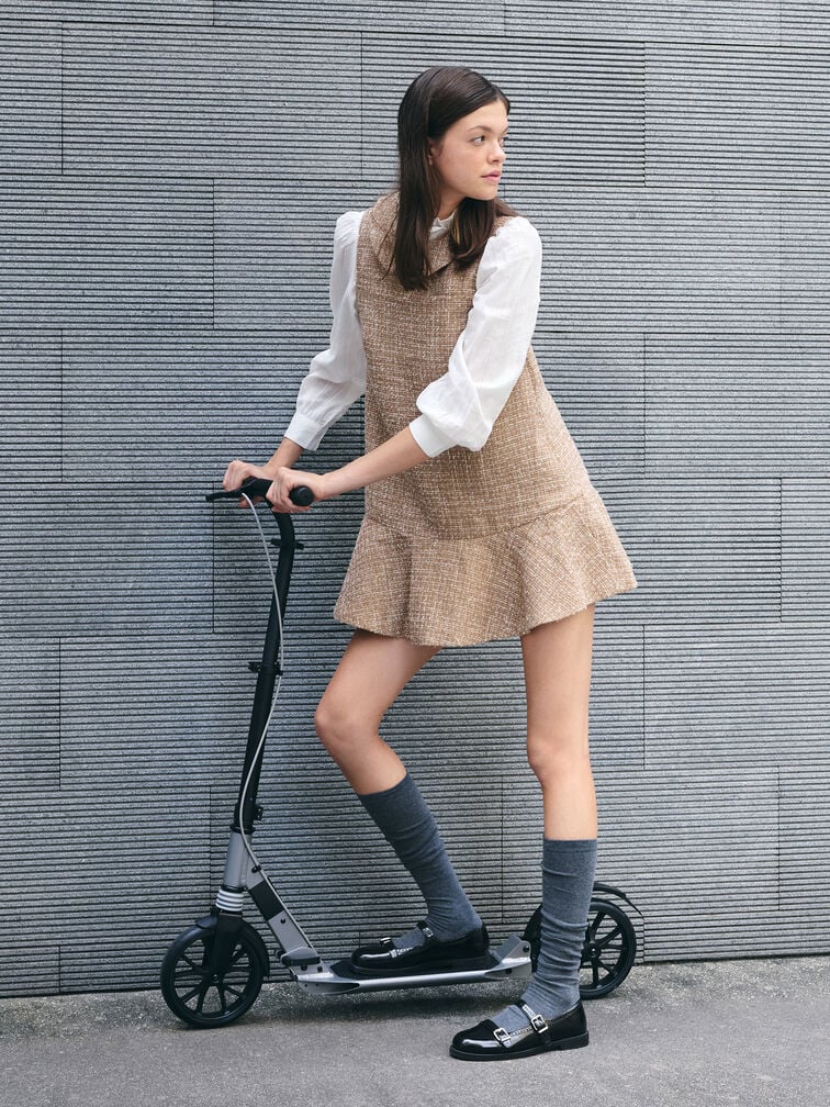 حذاء ماري جين بروج بحزام مزدوج, صندوق أسود, hi-res