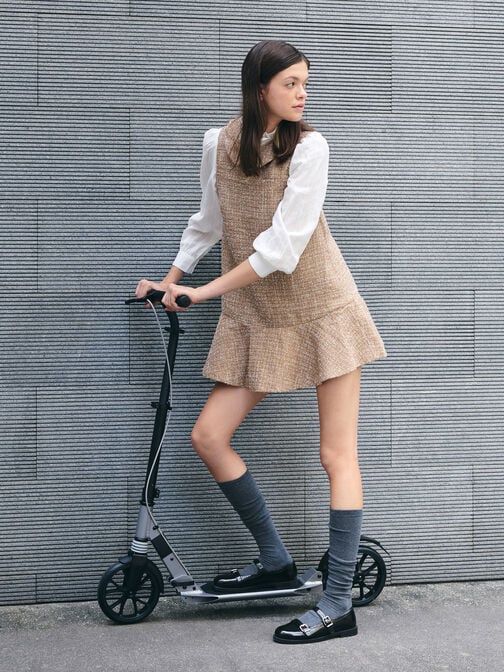 حذاء ماري جين بروج بحزام مزدوج, صندوق أسود, hi-res