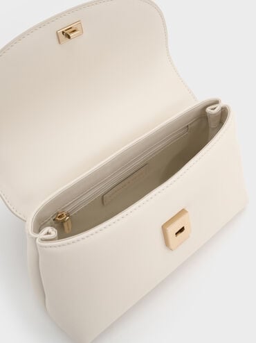 حقيبة ظهر بحمالة يد مزينة بعقدة, كريمي, hi-res